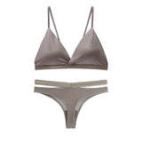 1set Women Lingerie Sets Bra Brief Bikini Bralette Active Seamless Bras Panties Underwear Mart Lion grey l S