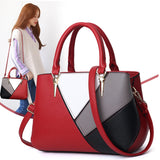 ladies shoulder bag stitching solid color PU leather handbags female classic large-capacity Mart Lion   