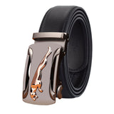 Men's Belt Casual Matte Automatic Buckle Pants Belt Lychee Pattern Width 3.5 CM Wear-Resistant Mart Lion Black A China 80CM Europe65