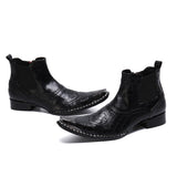 Autumn Men's High heel Leather boots British Style marriage High top Pointed shoes Mart Lion black 38 China