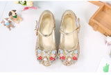 Children Princess Leather Shoes girls high heels sequin small and medium princess student Mart Lion   