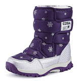Winter Children Shoes Girl And Boy Boots Water-proof Leather Kids Snow Plush Waterproof Mart Lion Purple 10 