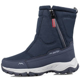 Winter Shoes Men Super Warming Plush Snow Boots Side Zipper Outdoor Casual Short Resistance Men's Hiking Mart Lion Blue 36 