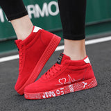 Printed Autumn Shoes Women High top Board Sneakers Fabric Skate Trainers Men's Red Sport Unisex Mart Lion   