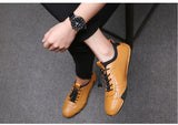 Breathable Genuine Leather Men Shoes Casual Summer Men's Loafers Slip-on Soft Flat Driving Mart Lion   