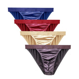 4Pcs Men's Panties Satin Silky Underwear Sissy Gay Solid Color