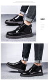 High-Top Leather Shoes Men's Height Leather Boot All-Match Student  Boots Winter Cotton-Padded with Velvet Mart Lion   