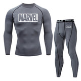 Men's Thermal underwear winter long johns 2 piece Sports suit Compression leggings Quick dry t-shirt long sleeve jogging set Mart Lion Turquoise L 