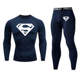 Thermal Underwear Top Winter Men's Clothing Warm T-shirt Pants Leggings Tracksuit Men's 2 Sets Compression Shirt Sweat Jogger Mart Lion Navy L 