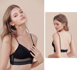 Deep U Invisible Bras Lace Backless Bra Printed Thin Underwear Low Back Mesh Brassiere Push Up Bralette Hollow Crop Top Mart Lion   