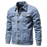  Cotton Denim Jacket Men's Casual Solid Color Lapel Single Breasted Jeans Autumn Slim Fit Mart Lion - Mart Lion