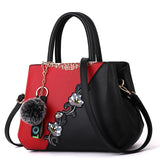 Embroidered Messenger Bags Women Leather Handbags Bags Sac a Main Ladies Hand Bag Female Mart Lion red 2  