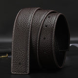  Two Layers Leather Smooth Buckle Headless Belt Men's Genuine Leather No Buckle Smooth Buckle 3.8cm No Buckle Headless Pants Mart Lion - Mart Lion