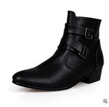 Men's Boots Winter Leather Short Boot British Style Shoes Flat Heel Work Boot Motorcycle Short Boots Casual Ankle Shoes wed4 Mart Lion Black 6.5 