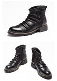 Yomior Vintage British Men's Leather Shoes Casual Round Toe Zip Ankle Boots Autumn Dress Chelsea Mart Lion   