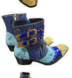  High heel Men's boots Pointed Rivet Belt buckle Genuine Leather Model Catwalk Luxury Increase social Mart Lion - Mart Lion