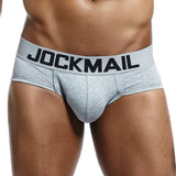 Men's Underwear Briefs Jockstrap Pouch Cuecas Cotton Stripe Panties Thongs Underpants Mart Lion JM303GRAY L(30-32inches) 