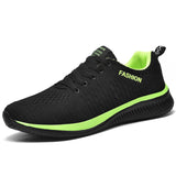 Black Sneakers Men's Sport Shoes Mesh Breathable Men's Walking Ultralight Sneakers Tennis shoes homme Mart Lion Black Green-9088 36 CN