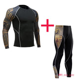 Men's Thermal underwear winter long johns 2 piece Sports suit Compression leggings Quick dry t-shirt long sleeve jogging set Mart Lion Dark Grey XL 