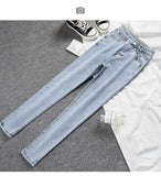New VintagWomen High-rise Jeans Simple Solid Color Fashion Slim Mujer Pencil Pants All-match Skinny Elasticity Denim Trousers  MartLion