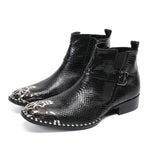 Summer Pointed Frenulum Mens shoes Dress Boots cow leather Mart Lion black 4 40 