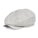 Herringbone Linen Newsboy Cap Men's Summer Women Bakerboy Caps Breathable Flat Hat Apple Beret Hats 007 Mart Lion Gray 57 cm 