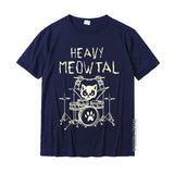 Heavy Meowtal Cat Metal Music Gift Idea Funny Pet Owner T-Shirt Latest Printed Tops Shirt Cotton Boys Geek Mart Lion Navy Blue XS 