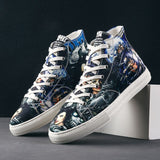 Design Graffiti Printed High top Board Sneakers Men's Superstar Hip-hop Skateboard Shoes Sports Mart Lion 9 033 38 