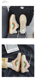  Rainbow Embroidery Canvas Sneakers Women Flats Platform Skateboard Shoes Men's Couple Black Canvas Sneakers Mart Lion - Mart Lion