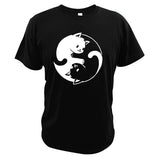 Taichi Cat T-shirt Yinyang Kongfu Cute Graphic Design Short Sleeve Tops Tee Gifts 100% Cotton Mart Lion Black EU Size S 