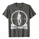 Hunter Funny Adult Humor Joke Men's Who Love Milfs Graphic Cotton T Shirts Students Classic Tops Shirts Cute Europe Mart Lion Asphalt XS 