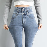 Trend high-waist women jeans slim high-profile pencil pants stretch skinny pants Clothes Mart Lion - Mart Lion