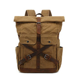 Waterproof vintage Waxed Canvas Backpack Men's Backpacks Leisure Rucksack Travel School Bags Laptop Bagpack shoulder bookbags Mart Lion khaki  