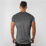 Stylish Plain Tops Fitness Men's T Shirt Short Sleeve Muscle Joggers Bodybuilding Tshirt Male Gym Clothes Slim Fit Tee Shirt Mart Lion   