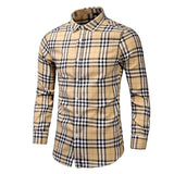 Men's Dress Shirts Long Sleeve Casual Plaid Office Slim Fit Chemise Homme Clothing Vintage Clothes Streetwear Mart Lion   