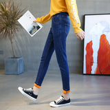  Fleece Jeans Woman Thick Winter Female Warm Skinny High Waist Velvet Elastic Denim Pencil Pants Mart Lion - Mart Lion