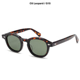 Lemtosh Style Polarized Sunglasses For Men's Vintage Classic Round Mart Lion C6 Leopard G15 Size L 49mm 