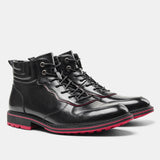 Red bottom Boots For Men Fashion Patent leather Men Ankle Boots Mart Lion Black 647 40 
