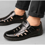 Summer Men Sandals Cozy Hollow Non-slip Soft Cool Lighted Breathable All-match Classic Wearable Casual Leather Sandals Mart Lion   