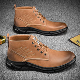 Misalwa Men's Waterproof Leather Boots Military Quick Dry Outdoor Round Toe Shoes Fall Mart Lion Brown Men Boots 38 