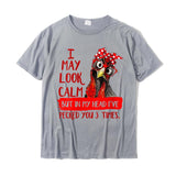 Women's Funny I May Look Calm But In My Head Pecked You 3 Times T-Shirt Coming Men's Cotton Tops T Shirt Summer Mart Lion Gray XS 