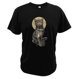 100% Cotton Cat Digital Print Summer Short Sleeve men's T shirt Homme Mart Lion Black EU Size S 