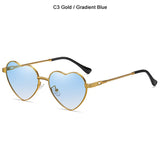 Stylish Cool Cute Heart Shape Style Gradient Sunglasses Women ins Twisted Metal Design 8089 Mart Lion C3 Gold Blue UV400 