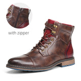 Men Boots Ankle Boots Leather Mart Lion Red Brown 603 39 