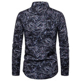 Shirts Men's Dress Casual Abstract Spider Web Print Long Sleeve Camisa Social Gradient Elasticity Mart Lion   