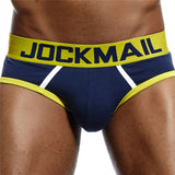 Men's Underwear Briefs Jockstrap Pouch Cuecas Cotton Stripe Panties Thongs Underpants Mart Lion JM313NAVY M(27-30 inches) 