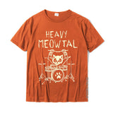 Heavy Meowtal Cat Metal Music Gift Idea Funny Pet Owner T-Shirt Latest Printed Tops Shirt Cotton Boys Geek Mart Lion Orange XS 