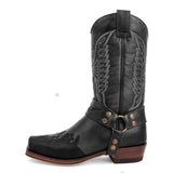 Men Boots Leather Autumn Winter Mid-calf Handmade Retro Shoes Zapatos De Hombre Mart Lion black 4 