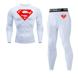 Thermal Underwear Top Winter Men's Clothing Warm T-shirt Pants Leggings Tracksuit Men's 2 Sets Compression Shirt Sweat Jogger Mart Lion white 1 L 
