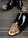 Summer dress men shoes black snake embossed Genuine leather dragon head pointed party Trend wedding Mart Lion   